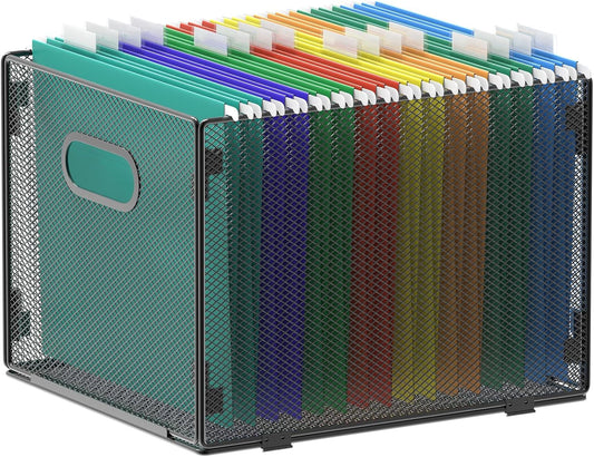 samstar 2 Pack Hanging File Organizer, Mesh File Folder Box Filing Box File Cabinet Organizer Storage Boxes, Letter Size