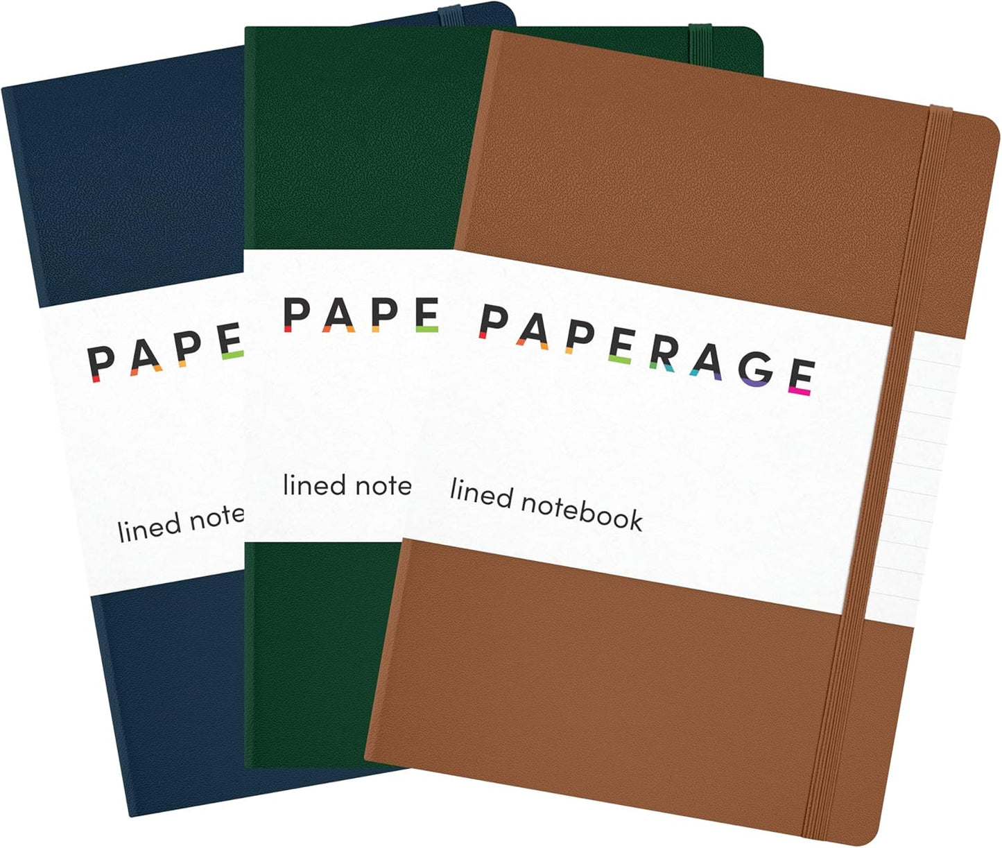 PAPERAGE Lined Journal Notebook, (Black), 160 Pages, Medium 5.6 in x 8 in - 100 GSM Thick Paper – Hardcover Journaling Notebook for Work, School & Note Taking