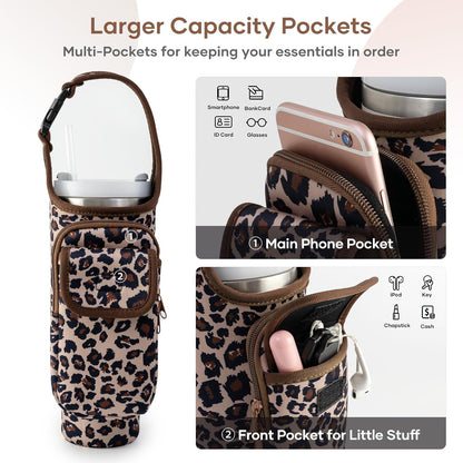 Bufilea Carrier Bag with Phone Holder Pockets for Stanley 40/30oz Tumbler with Handle, Insulated Neoprene Crossbody Bag Cup Holder w/Shoulder & Handheld Straps Fits Stanley Cup Accessories