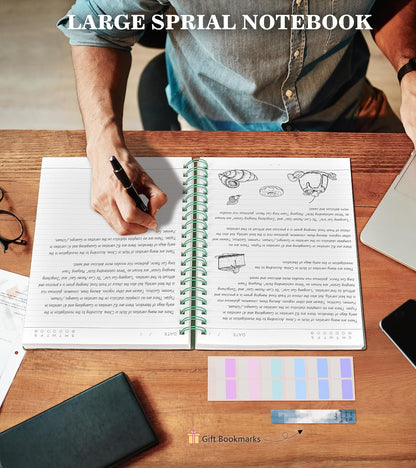 MUAHLIUB Spiral Notebook Journal College Ruled, 360 Pages Lined Thick Journals for Women Men, B5 Big Notebooks with 100GSM Paper, Spiral Bound Journaling for Writing Work School Black 7.6"×10"