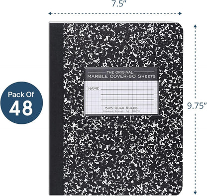 ROARING SPRING Hard Cover Composition Notebook, 4 Pack, Blue Marble Comp Book, 9.75″ x 7.5″, Unruled Blank Paper, 100 Sheets (200 Pages), Made in USA
