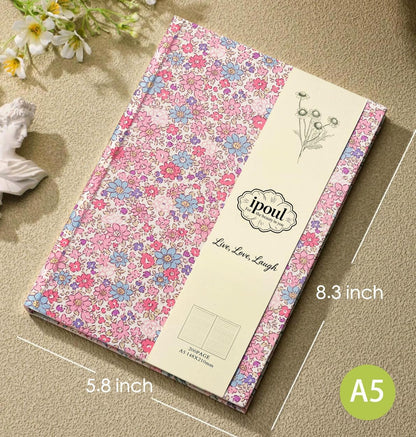 ipoul Flower Notebook, A5, 6x8, Hardcover, Lay Flat, Lined Paper, Journal for Women, Writing Notebook, Pretty, Hibiscus, Pink, Birthday Gifts for Women, Wedding Shower Gifts, Mothers Day Gift