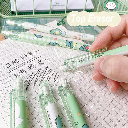 MOZXIRZ 4 Pcs Cute Mechanical Pencils with Top Eraser 0.5mm Cartoon Space Mechanical Pencil School Pencil for Women (6pcs Space)