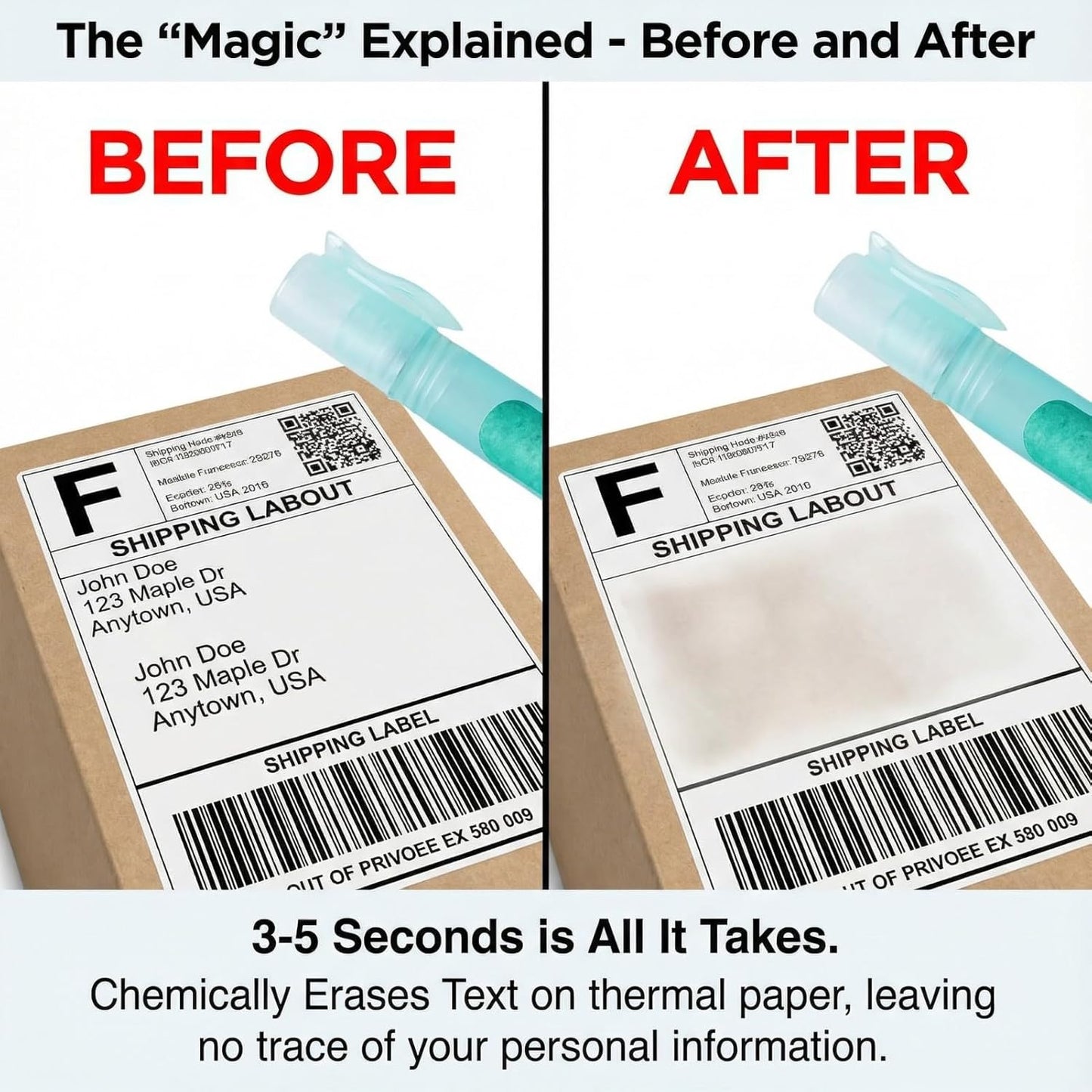 Privacy Cover Spray - Thermal Sensitive Paper Correction Fluid for Shipping Labels & Receipts, Portable Identity Protection Eraser for Parcels (5PCS)