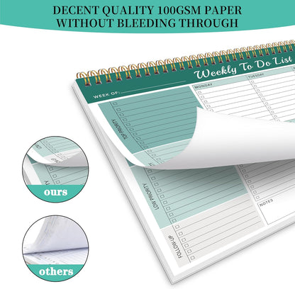 Kamoy Weekly To Do List Notepad with 52 Undated Sheets（8.5"×11"）- Undated Weekly Desk Planner Organizer for Work Home School Office Supplies