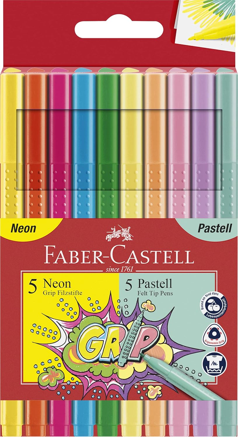Faber-Castell Grip Colour Felt Tip Pens - Set of 30