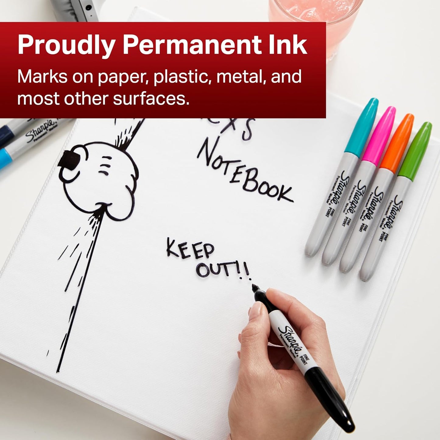 Sharpie Permanent Markers, Fine Point, Black, 12 Count