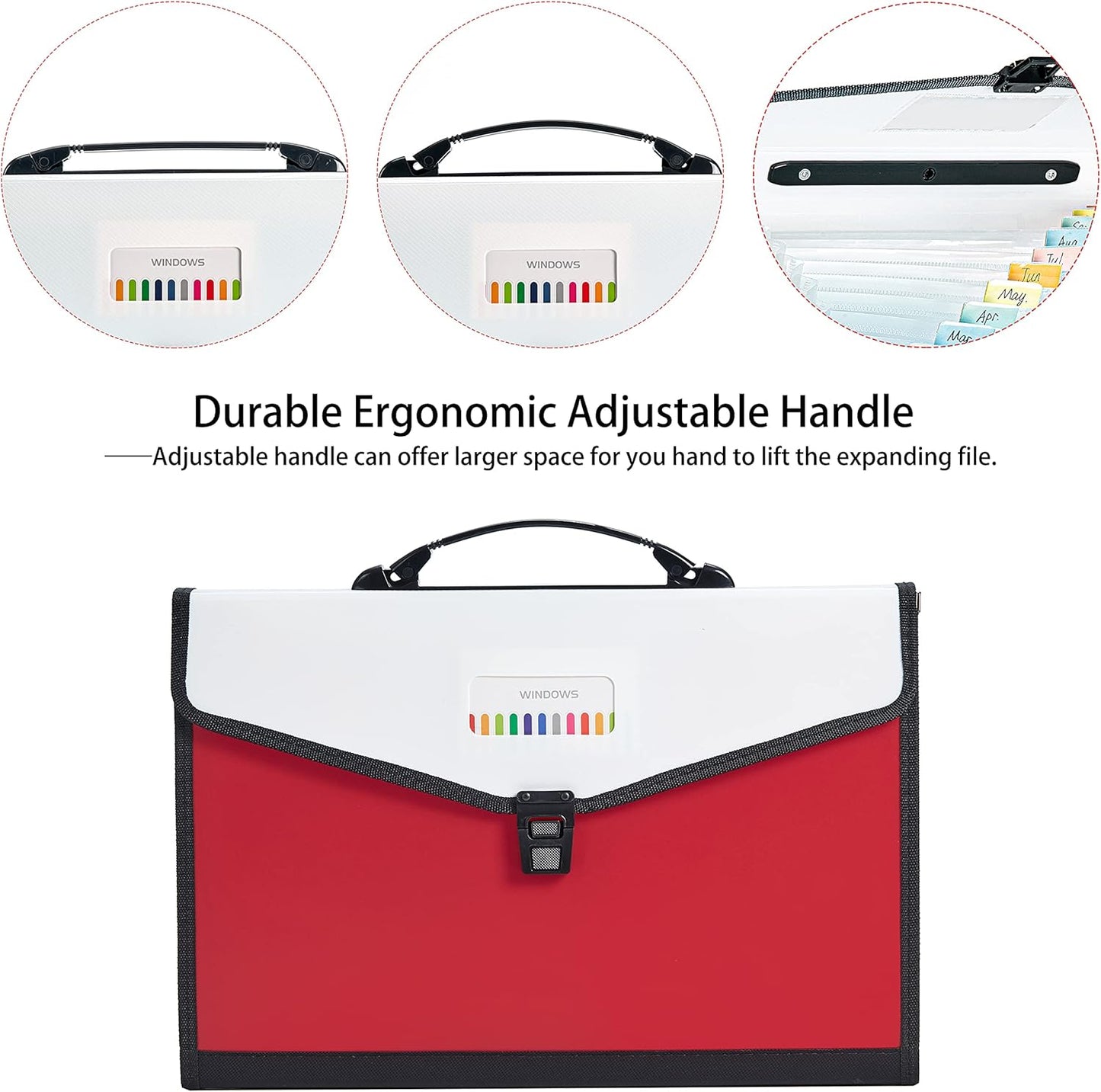 Leagl Size 13-Pockets Expanding File Folder with Handle, Plastic Accordion Filling File Folder Expandable Monthly Portable Paper Document Organizer for Office School & Home (Green)
