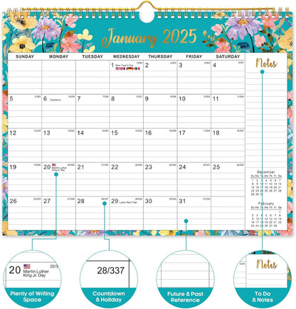 Calendar 2026-2027, Monthly Wall Calendar Runs Until June 2027, 11.5" x 14.8", Spiral Binding Hanging Wall Calendar, Perfect for Home or Office,Floral
