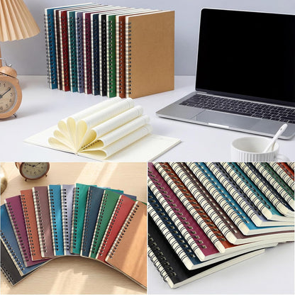 Leelosp 12 Pack Small Spiral Notebook Lined Spiral Journal College Ruled Notebook Wire Bound Kraft Cover, 120 Pages for Work (Multicolor,5.5 x 8.3 Inch)