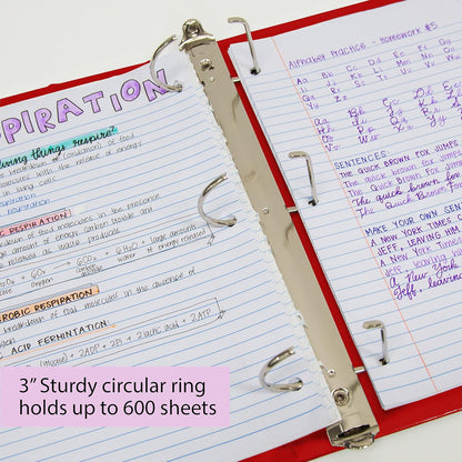 BAZIC Products 3 Ring Binder 3" View Binders Slant D Ring Organizer - White, Hold 600 Sheets Paper, for School Office Home, 2-Count