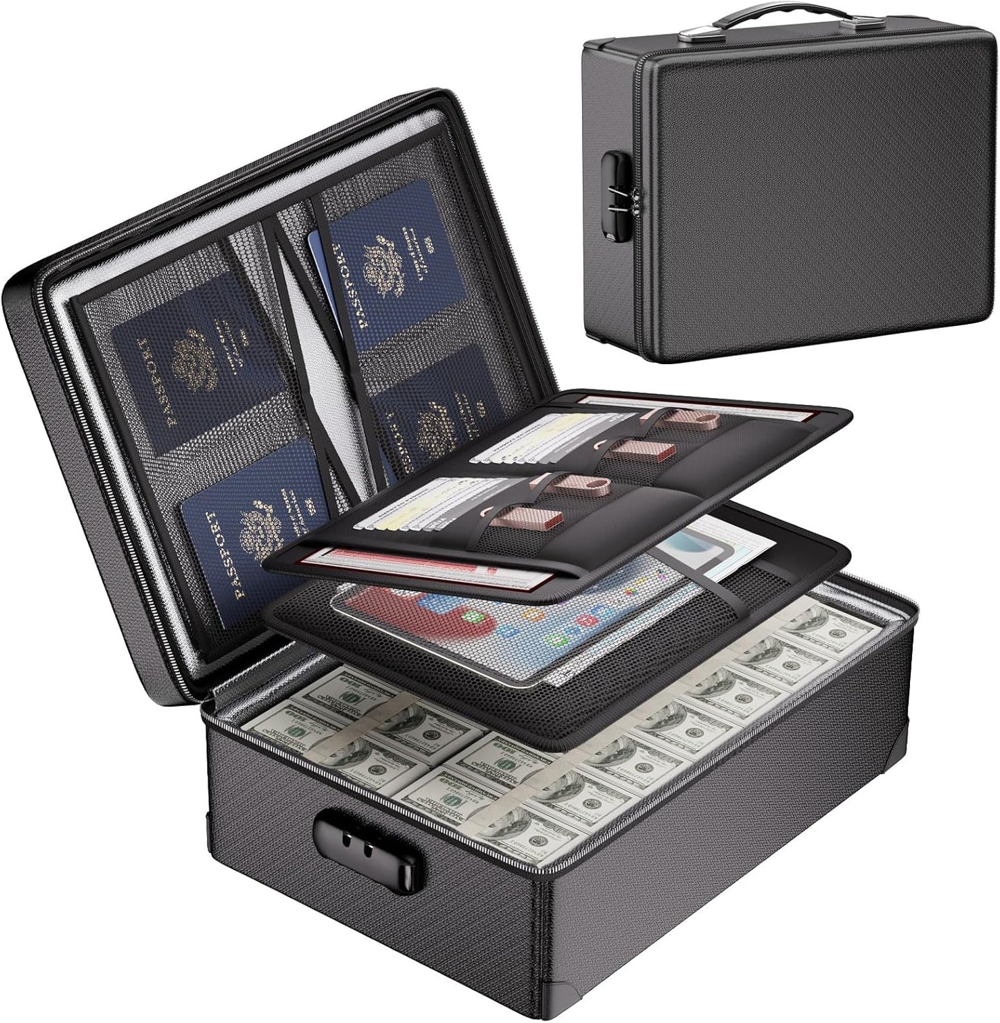 DocSafe 5200°F Document Organizer with Lock, Upgraded Heat Insulated Fireproof＆Water-Resistant Box 8 Layers File Organizer, Portable Home Travel Safe Storage for Important Documents and More