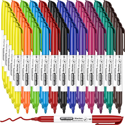 SFAIH Fine Tip Dry Erase Markers - 24 Pack Black Whiteboard Erasable Markers Bulk for Kids Adults, Ideal for Classroom School Office Home Use on White Board, Non-Toxic Easy Clean
