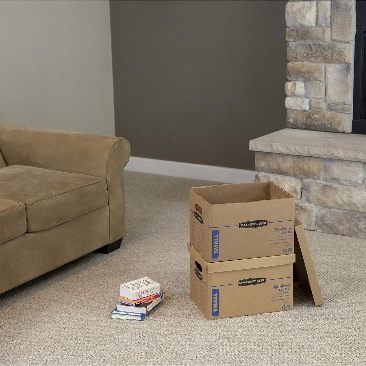 Bankers Box Small Classic Moving Box, 10-Pack, Reinforced Handles, Tape-Free Assembly, 15 x 12 x 10 Inches (7714901)