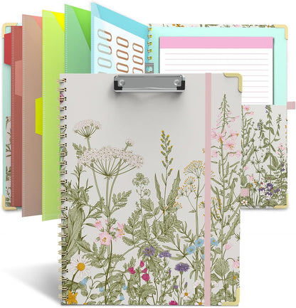 Clipboard Folio with Storage Clipboards Padfolio Notebook for Letter Size (11" x 8.5"), Pink Clipboards with 10 Pockets and 5 Folders Nursing Teacher School Essentials (Stay Positive)