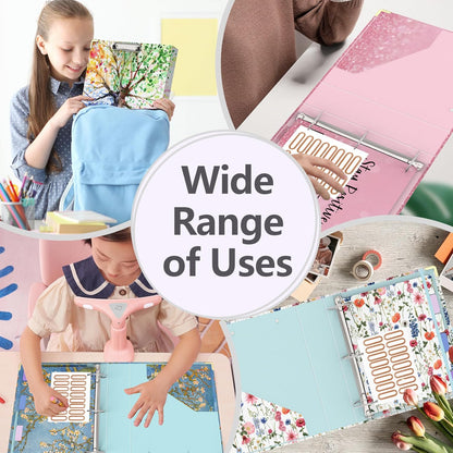 3 Ring Binder 2 Inch Round Ring Binder with 6 Tab Dividers，2 Interior Pockets，Cute Binder Clipboard with Storage, for School Office, Portfolio(Almond Tree)