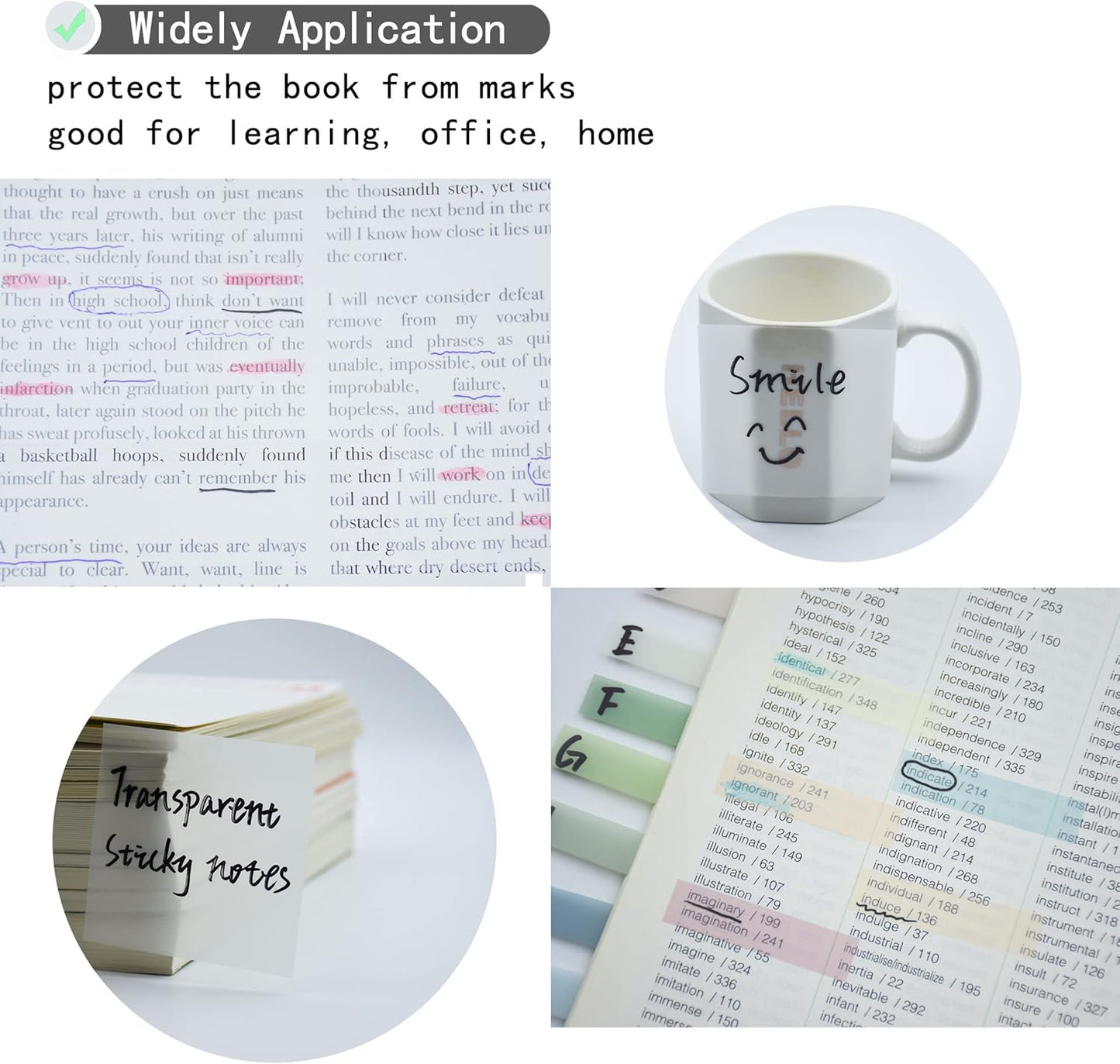YOUDEFUL 1600pcs Translucent Sticky Note Tabs, Morandi Page Markers for Annotating Books,Repositionable Book Flags Tabs Strip with Binders, Clear Sticky Notes,Page Tabs,Index Tabs