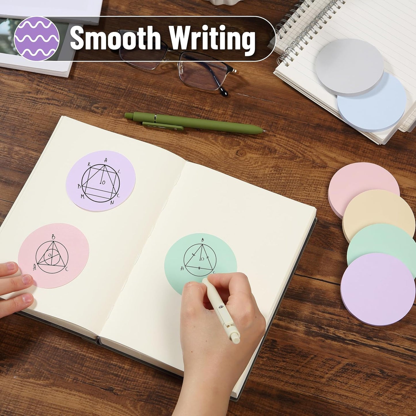Mr. Pen- Round Sticky Notes, 2.8" Diameter, 12 Pads, 720 Sheets, Morandi Color, Sticky Notes Bulk, Self-Stick Note Pads, Perfect for Office, School, Home, Study & Organization