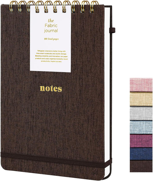 A5 Top Spiral Notebook – Hardcover Journal 160 Pages 100 GSM Thick Paper With Elastic Band & Pen Holder Steno Pads College Ruled Writing Notebooks for Work School Travel Pink