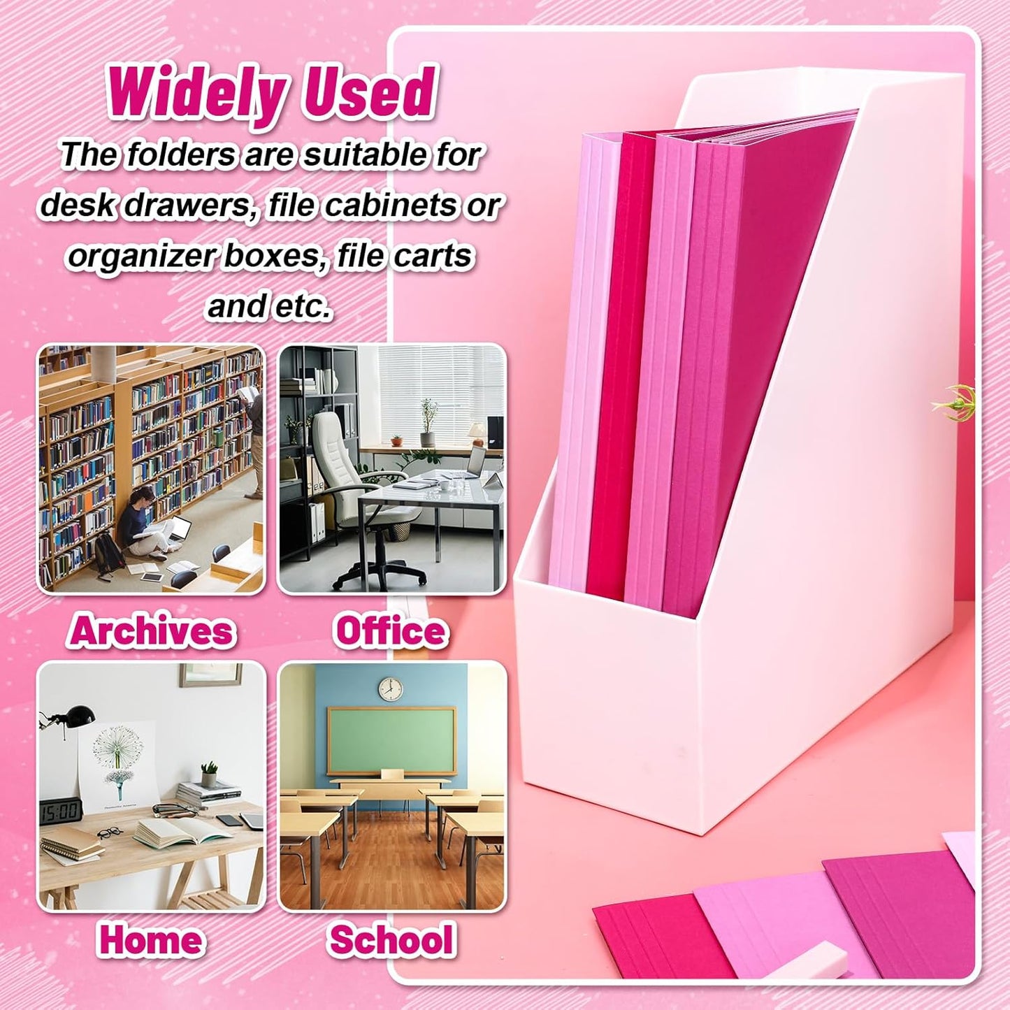 Whaline 24 Pack Dusty Blue File Folders Letter Size Gradient Blue File Pockets with 1/3 Cut Tab 8.9 x 11.6 Inch 4 Colors Documents Folders for Home Office Classroom Supplies