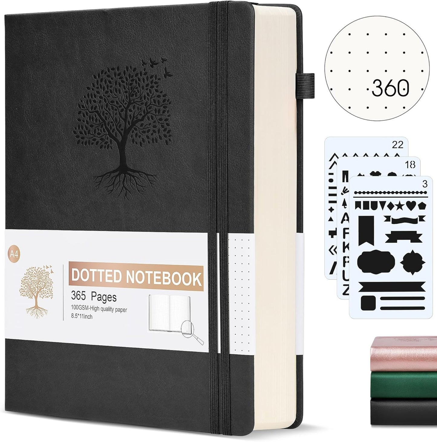 Lined Journal Notebook -365 Pages A5 Thick Journals for Writing Ruled Notebook, Hardcover Leather Journal for Women Men Daily Journal Notebook for Work, Note Taking, 100Gsm Lined Paper( 5.75'' X 8.38'' Green)