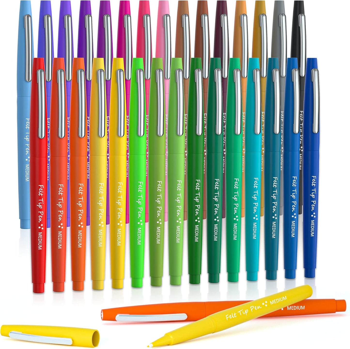 Lelix Felt Tip Pens, 30 Black Pack, 0.7mm Medium Point, Felt Tip Markers Pens for Journaling, Writing, Note Taking, Planner, Perfect for School Office and Art Supplies