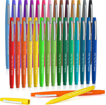 Lelix Felt Tip Pens, 30 Black Pack, 0.7mm Medium Point, Felt Tip Markers Pens for Journaling, Writing, Note Taking, Planner, Perfect for School Office and Art Supplies