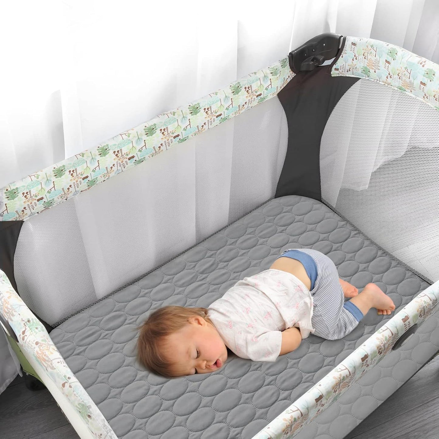 Crib Mattress Protector Sheets Waterproof 2 Pack, Quilted Crib Mattress Pad Cover Fitted Fits for Toddler Bed Mattress, White, 52” x 28”
