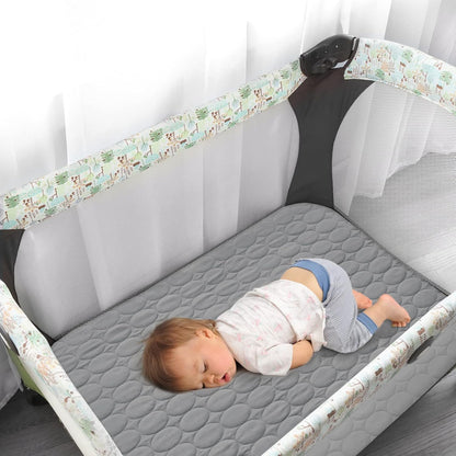 Crib Mattress Protector Sheets Waterproof 2 Pack, Quilted Crib Mattress Pad Cover Fitted Fits for Toddler Bed Mattress, White, 52” x 28”