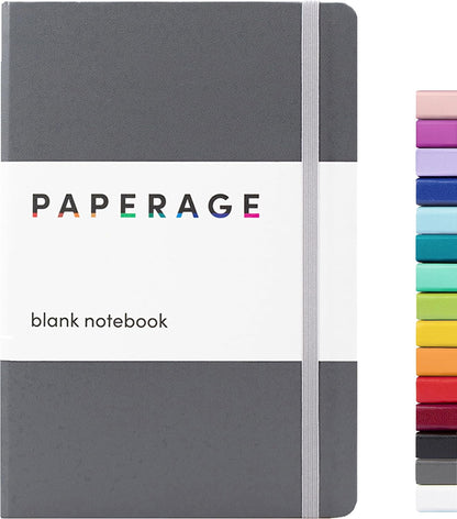 PAPERAGE Lined Journal Notebook, (Black), 160 Pages, Medium 5.6 in x 8 in - 100 GSM Thick Paper – Hardcover Journaling Notebook for Work, School & Note Taking