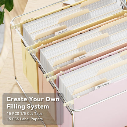 Ansook Extra Capacity Hanging File Folders Letter Size,Heavy Duty 4" Expandanle Pastel Hang Folders,6 Pack Plastic File Cabniet Folder Hanging with Tabs,Hanging File Frame Organizer