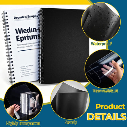 24 Pcs Binding Covers and Backs Set, 8.5x11 Inch, Letter Size 12 Pcs 8mil Clear PVC, 12 Pcs 12mil Sand Plastic Texture
