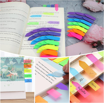 moinkerin 980 Pcs Sticky Notes Flags, 7 Color Index Tabs Index Flag Bright Colors Page Index Stickers Translucent Page Makers for Page Bookmarks