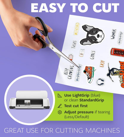 Premium Printable Vinyl Sticker Paper for Inkjet Printer and Laser - 20 White Matte Sticker Paper Waterproof - Durability Adhesive Paper 8.5 x 11, Fast Dry, Holds Ink Well, Great for Cutting Machines
