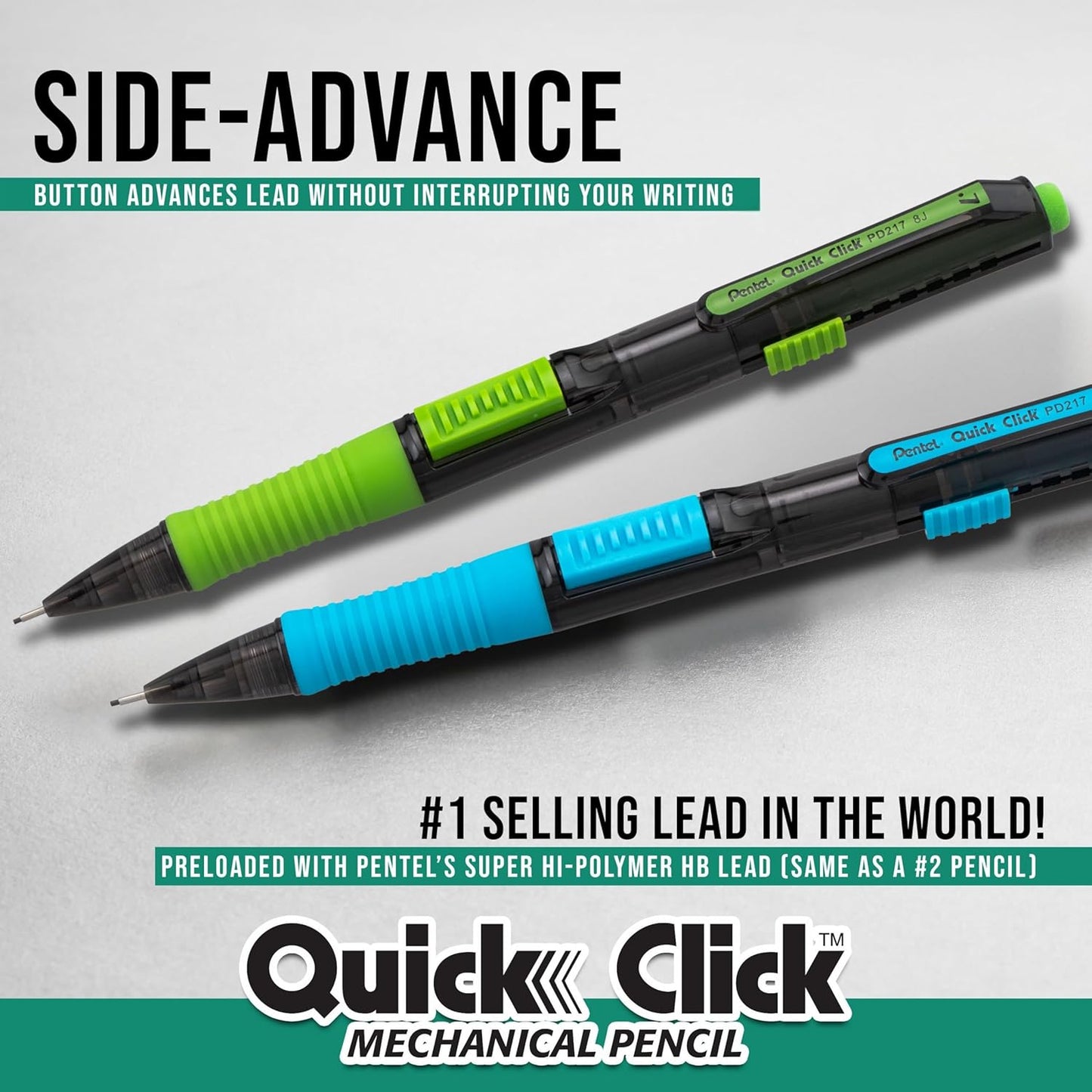 Pentel Quick Click Pop Mechanical Pencil, (0.7mm), Medium, 2 Eraser Refills, Pack of 4 (PD217ALEBP4)