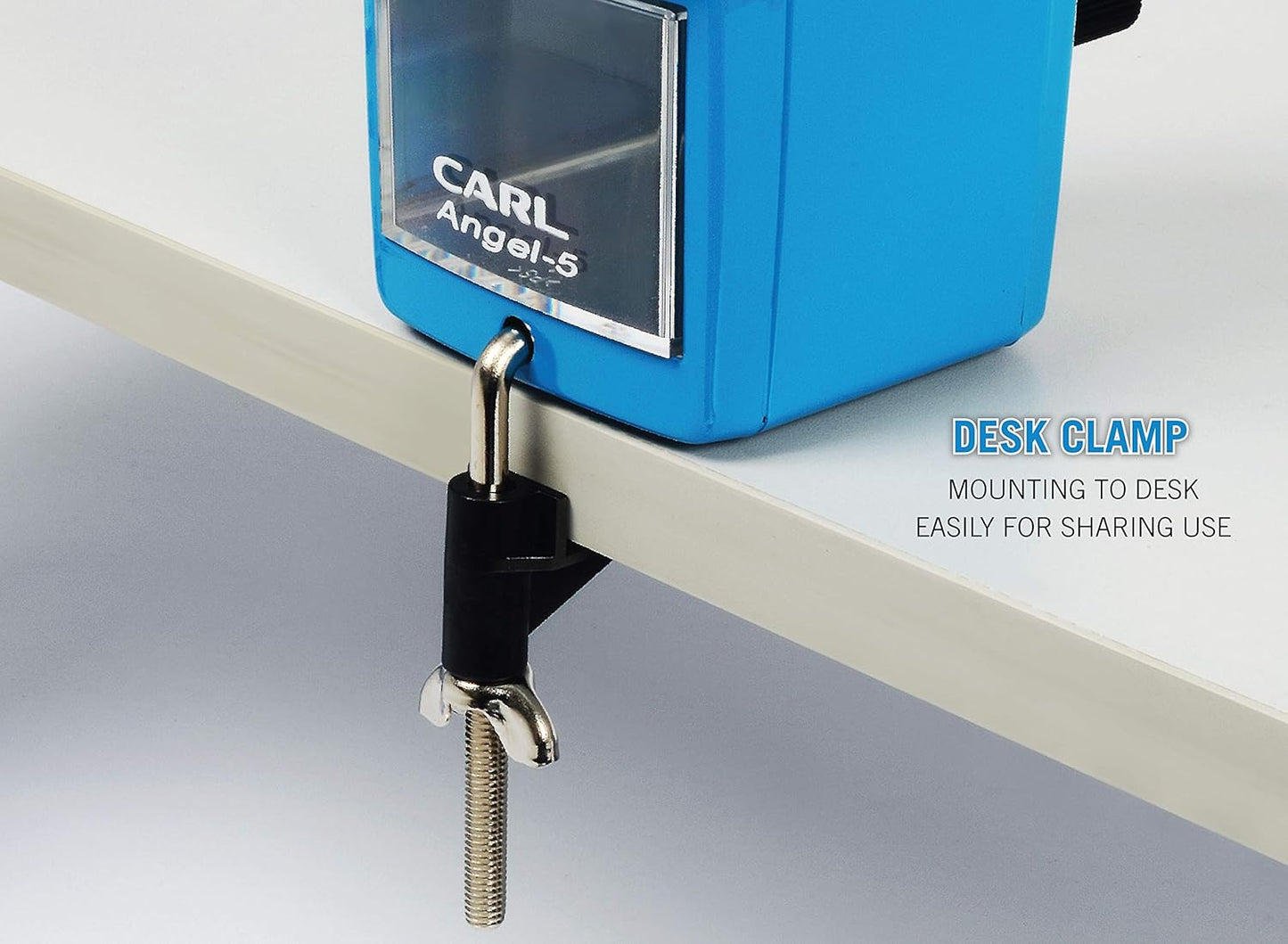 Carl Angel-5 (Black) Heavy-Duty Artist & Teacher Pencil Sharpener – Precision Manual Crank with Auto-Stop, Colored Pencil Compatible, Quiet Operation, Durable Japanese Design.