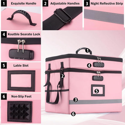 EXLIFBAG File Organizer, Fireproof File Box with Lids, Important Document Organizer Box with Lock, Portable File Folder Organizer with Handle