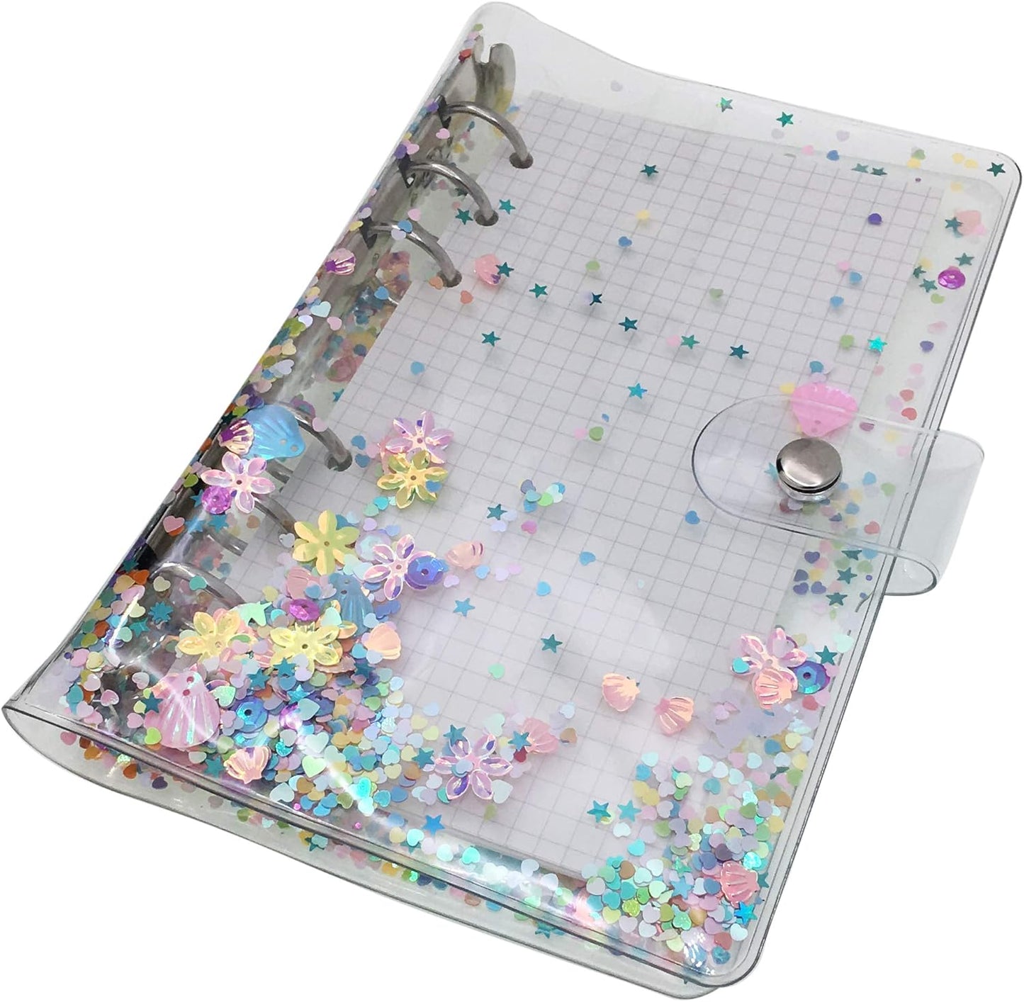 A6 A5 6-Holes Colorful PVC Cover Round Ring View Binder with Snap Button Closure File Folder for Loose Leaf Sheet Protectors Notebook Refill (Pink Daisy, A5 Mini Set) - Colors B