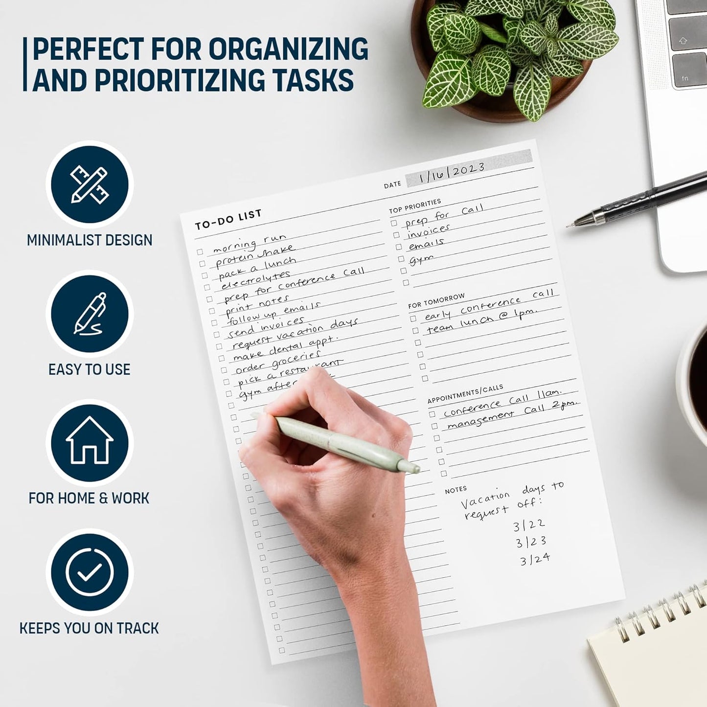To Do List Notepad: With Multiple Functional Sections - 6.5 x 9.8" 60 Sheets - Spiral Daily Planner Notebook - Task CheckList Organizer Agenda Pad for Work - Note & Todo List Organization Notebooks