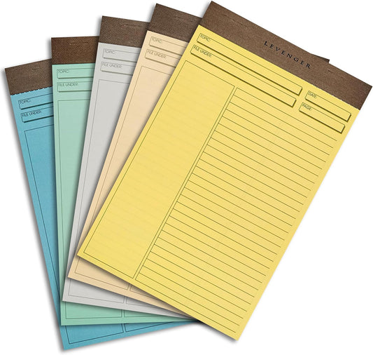 Levenger Freeleaf Annotation Ruled Writing Pads Lined Notepad, Compatible with Cornell Note-Taking System, Pack of 5, Multicolored, Junior