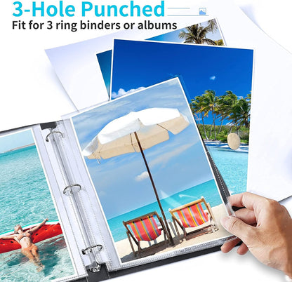 Fabmaker 30 Pack Photo Sleeves for 3 Ring Binder - (4x6, for 180 Photos), Archival Page Protectors, Clear Plastic Refill Pages, Postcard Sleeves, Acid-Free