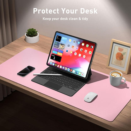 Aothia Leather Desk Pad Protector, Mouse Pad, Office Desk Mat, Non-Slip PU Leather Desk Blotter, Laptop Desk Pad, Waterproof Desk Writing Pad for Office and Home (Black,36" x 17") - Colors A