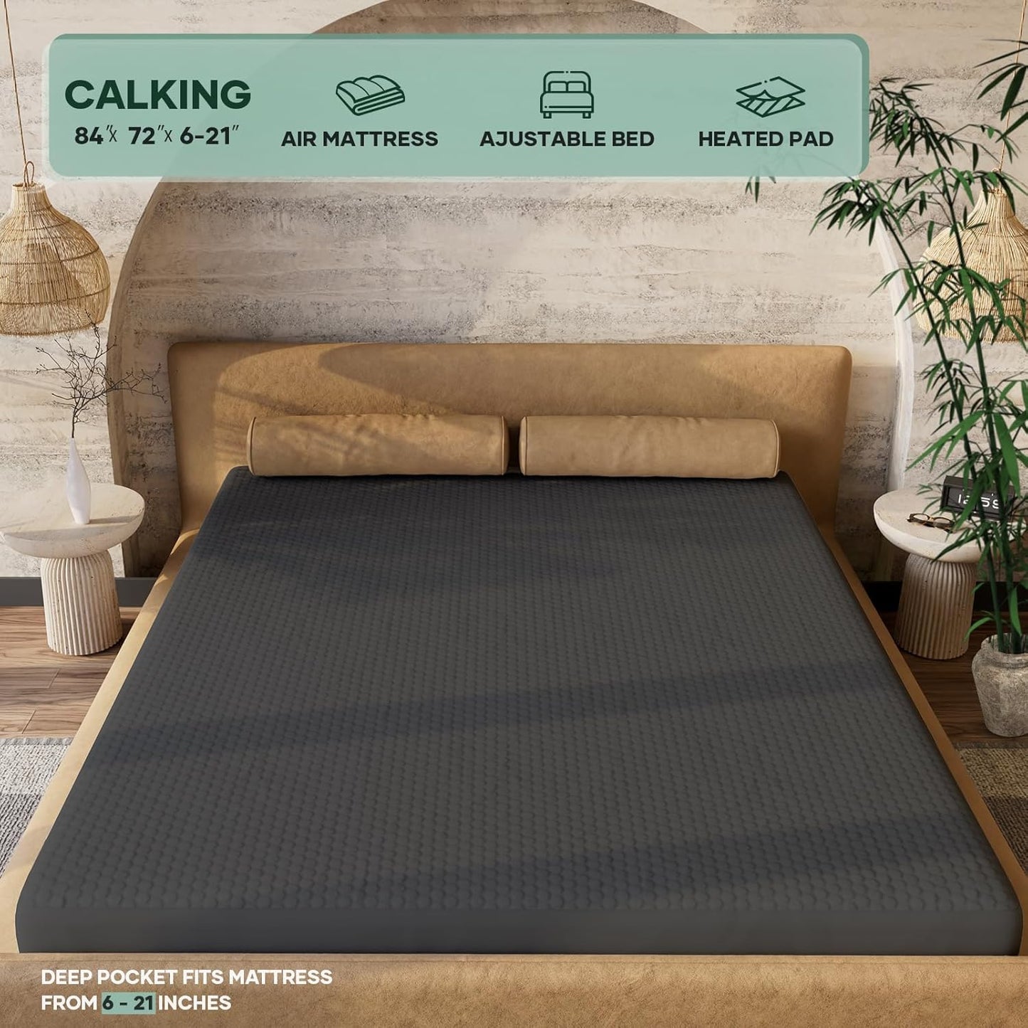 OhGeni 100% Waterproof Queen Size Mattress Protector,Soft Mattress Pad, Cooling Breathable Fitted Sheets,Washable Bed Cover,Non-Slip Deep Pocket,Noiseless for Bedroom