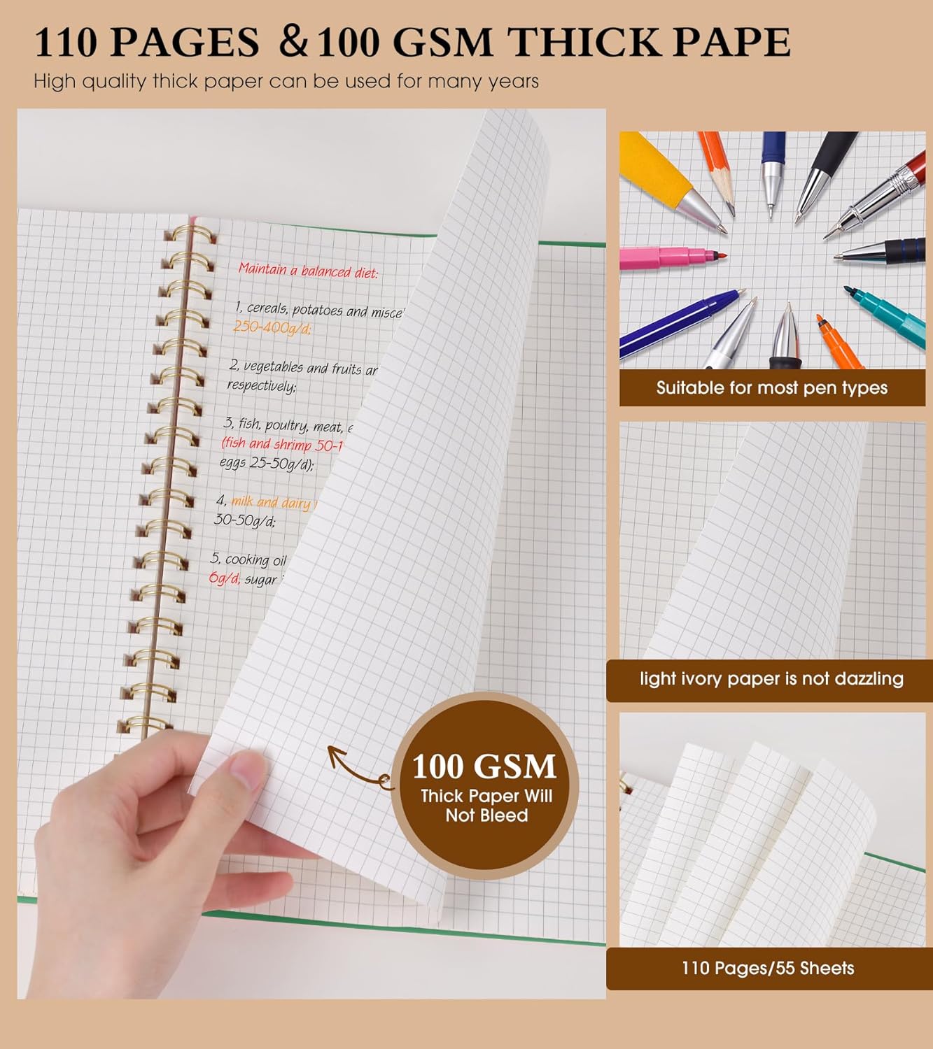 Spiral Notebook Journal 8.5” x 11”, A4 Large Pink Notebooks for Women Men, College Ruled Lined Journal, 100 GSM Paper, Plastic Hardcover Spiral Bound Journals for Work School Note Taking Business