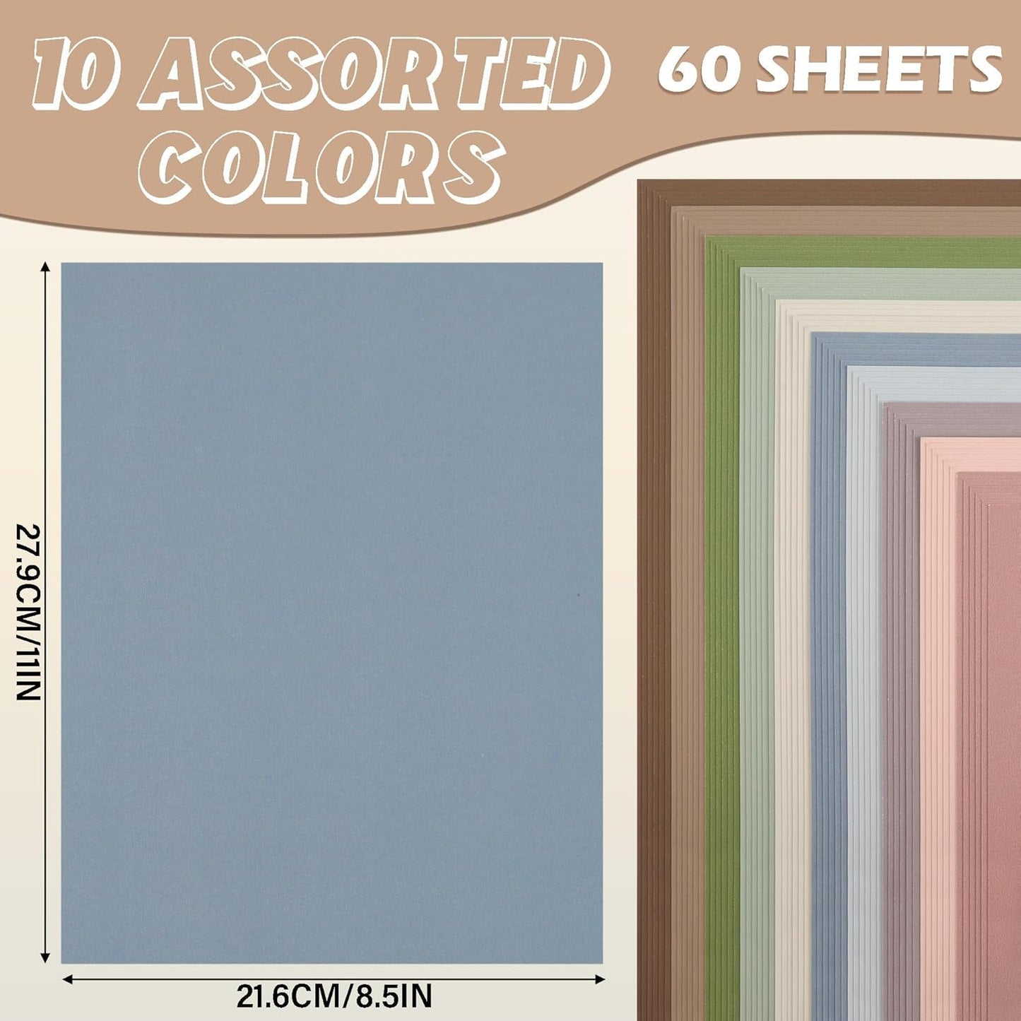 60 Sheets Morandi Mixed Colors Cardstock 8.5 x 11 Inch Card Stock Boho Paper 250GSM/92LB Thick Paper for Card Making Scrapbooking DIY Crafts UAP31MX60