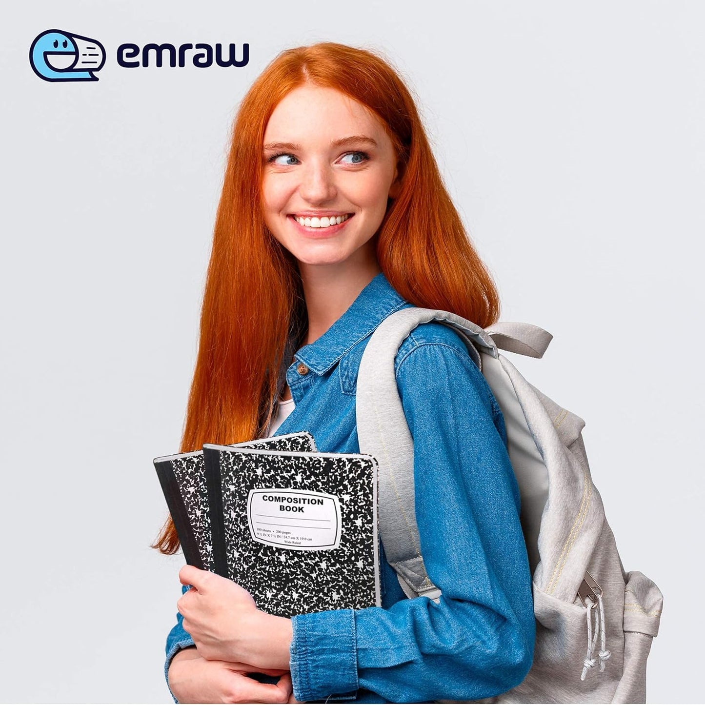 Emraw Marble Composition Notebook Wide Ruled Black and White Composition Books 100 Sheets (4 Pack) - By Enday