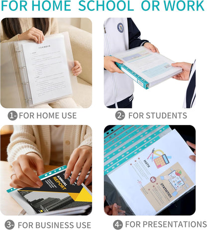 100 Pack Sheet Protectors for 3 Ring Binder 8.5 x 11 Clear Paper Sleeves Protector Plastic Page Protetors Document Protetors Sheet Protectors Heavy Duty Letter Size Plastic Sheets