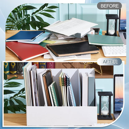 3 Pack Cardboard Magazine File Holders 12 Grids Vertical Book Bins 10.6'' x 10.2'' x 14'' Magazine Document Storage Box for Desk Shelves Home Office Classroom Library Use (Black)