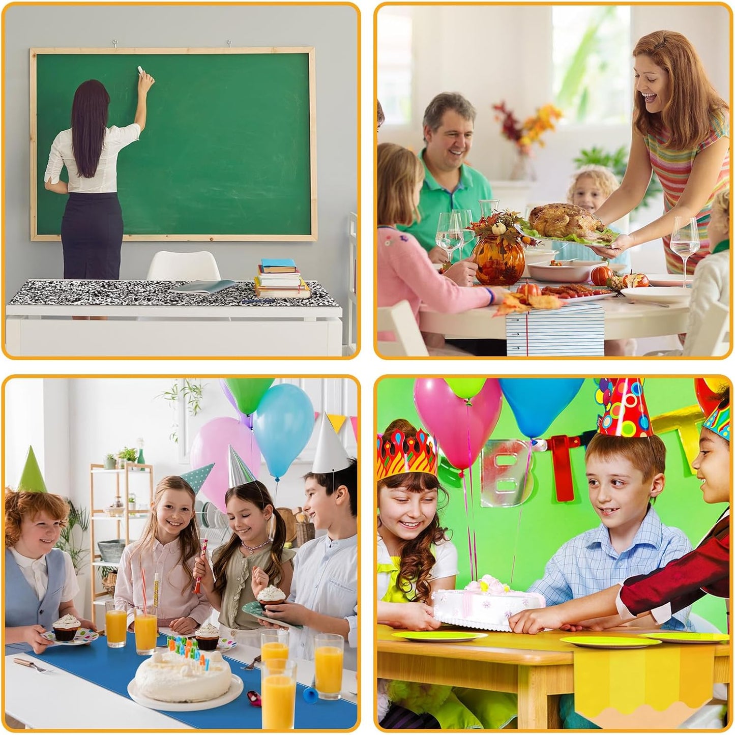 Breling 4 Pcs Preschool Graduation Decorations Table Runner Kindergarten Graduation Tablecloth Composition Pencil Crayon Ruler Notebook Table Runner for School Dining Room Classroom Party Decoration