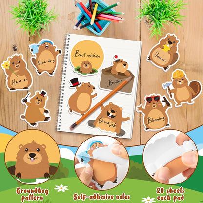 CJiangpo 30Pcs Marshmallow Sticky Notes Pads, 600 Sheets Cute Self Stick Notepad Memo Pads Funny Cartoon Page Marker Classroom Rewards Camping Themed Gift